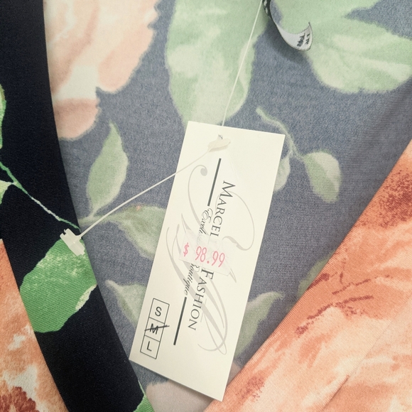 Marcella's Fashion Navy w/Pink Flowers Maxi - Picture 2 of 4